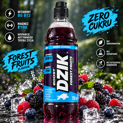 DZIK Boost Forest Fruits 750 ml – zuckerfreies Waldfruchtgetränk