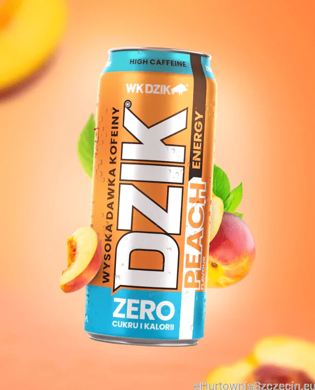 Energy Drink Zero Peach Pfirsich 500ml - DZIK (zzgl. 0,25€ Pfand) - Polskashop24