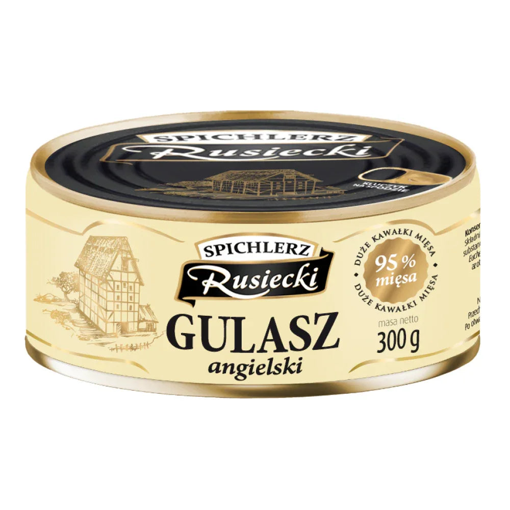 Englisches Gulasch Schweinefleischkonserve - Gulasz angielski 300g - Spichlerz Rusiecki - Polskashop24
