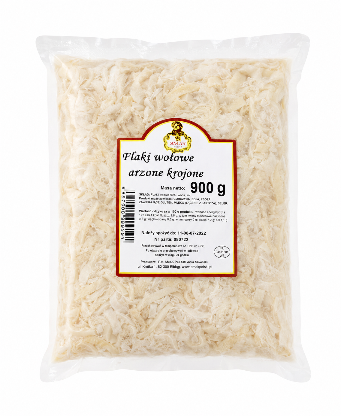 Flaki wołowe parzone krojone 900 g von Smak Polski – geschnittene Rinderkutteln aus Polen, vakuumverpackt