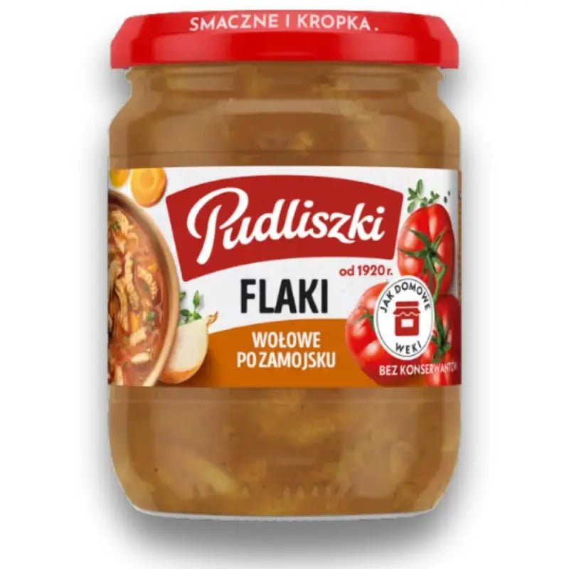 Flaki Wołowe po Zamojsku 500g - Pudliszki Rinderkutteln kaufen - Polskashop24.de - Online Supermarkt mit Lebensmittel aus Polen