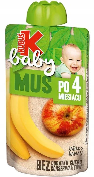 Fruchtmus Apfel Banane ab 4 Monate - Mus Baby Jabłko Banan 100g - Kubus - Polskashop24