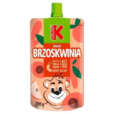 Fruchtmus Apfel - Pfirsich Mus Jabłko - Brzoskwinia 200g - Kubuś - Polskashop24