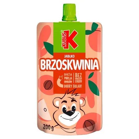 Fruchtmus Apfel - Pfirsich Mus Jabłko - Brzoskwinia 200g - Kubuś - Polskashop24