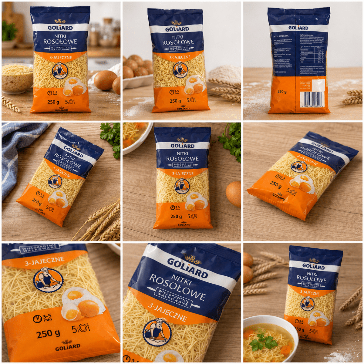 Goliard Suppennudeln Nitka Rosółowa 3-Ei 250 g – Polnische Fadennudeln - Polskashop24