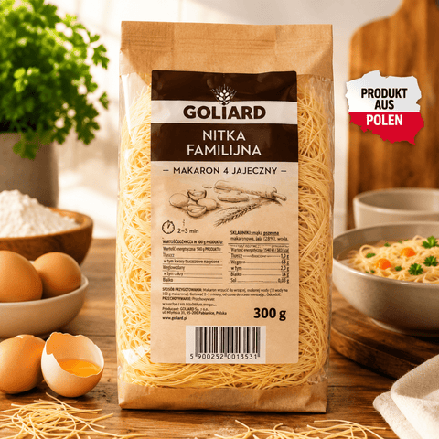 Goliard Wellen-Fadennudeln Nitki Fala 4-Ei 300 g – Polnische Eiernudeln - Polskashop24