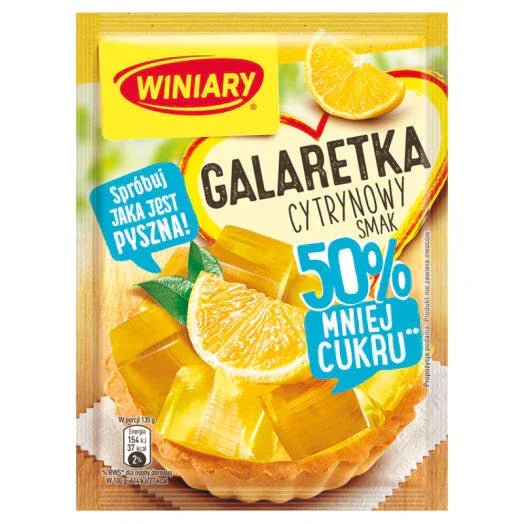 Götterspeise mit Zitronengeschmack 50% weniger Zucker - Galaretka o smaku cytrynowym 39g - Winiary - Polskashop24
