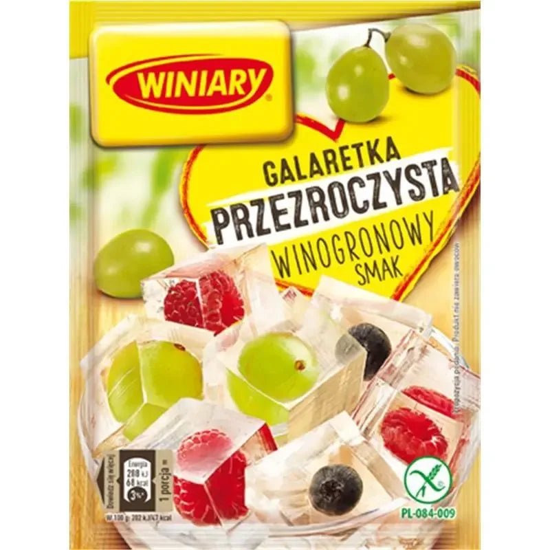 Götterspeise Transparent mit Weintraubengeschmack - Galaretka przezroczysta o smaku winogronowym 71g - Winiary - Polskashop24