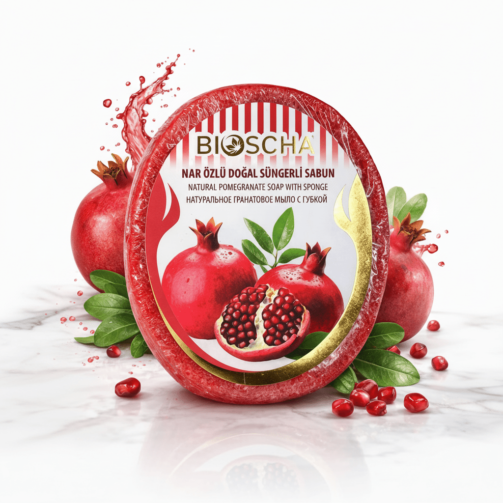 Granatapfel Seife mit Schwamm - Bioscha - Polskashop24