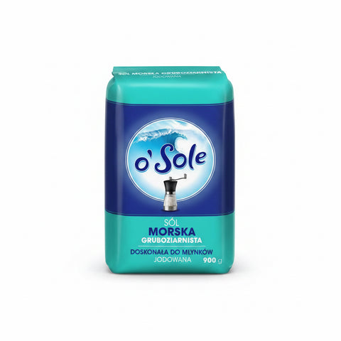 Grobes jodiertes Meersalz - Sól morska gruboziarnista jodowana 900g - O'Sole - Polskashop24