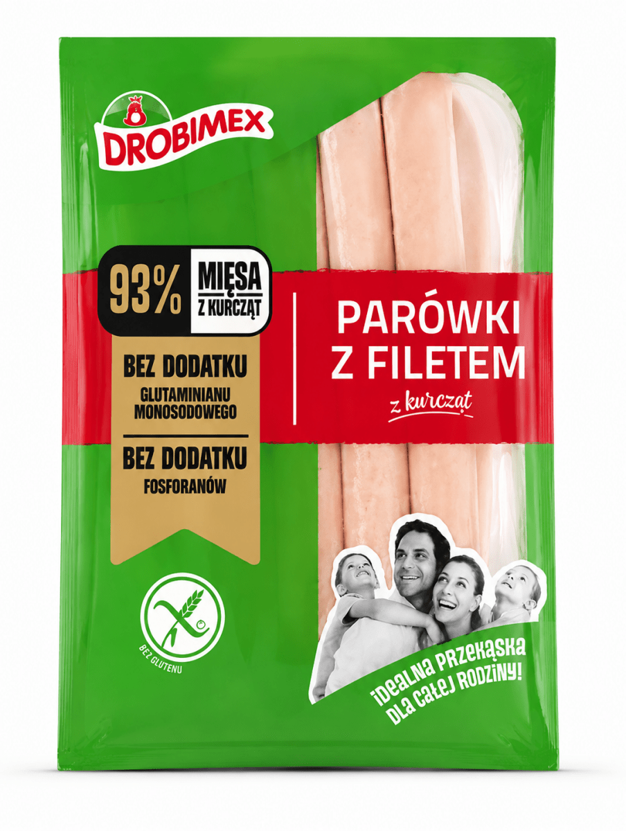 Hähnchen Würstchen Parówki z filetem z kurcząt 200g - Drobimex - Polskashop24
