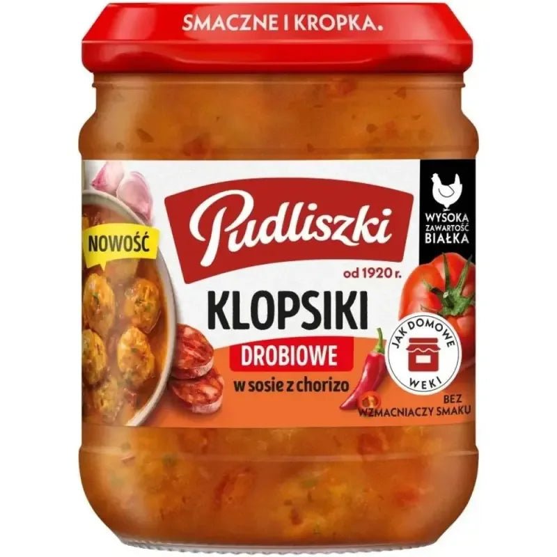 Hähnchenfleischbällchen in Chorizo - Sauce - Klopsiki drobiowe w sosie z chorizo 440g - Pudliszki - Polskashop24