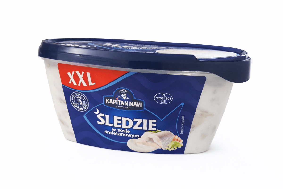 Heringe in Sahnesauce śledzie w śmietanie 350g XXL - Kapitan Navi - Polskashop24
