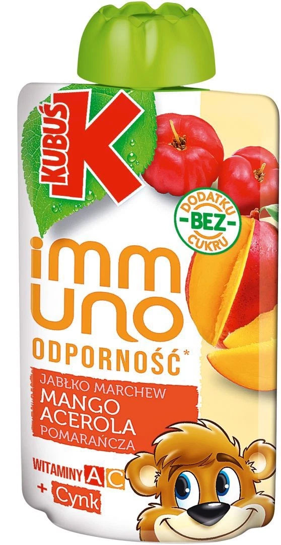 Kubuś Immuno Mus Mango Acerola 100g Fruchtmus mit Vitamin C A und Zink von Maspex