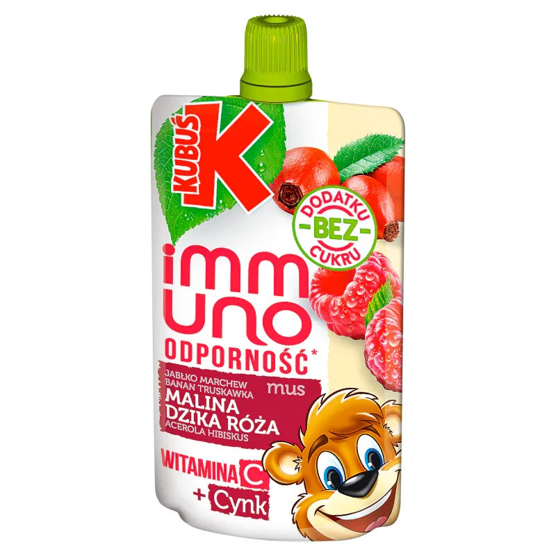 Immuno - Mus Mus Immuno Malina - Dzika Róża 100g - Kubuś - Polskashop24