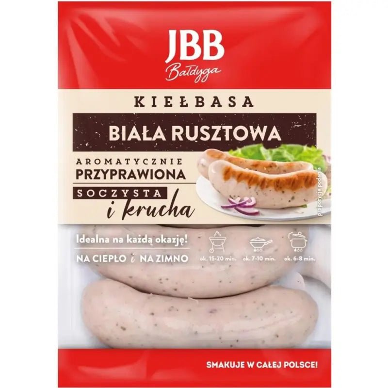 JBB Kiełbasa Biała Rusztowa - Polnische Weißwurst zum Grillen ca. 600g - Polskashop24.de - Online Supermarkt mit Lebensmittel aus Polen