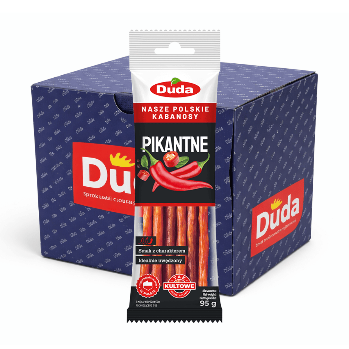 DUDA Kabanosy Pikant 12er Karton 1140g Großpackung polnische Kabanossi pikant gewürzt Vorteilskarton