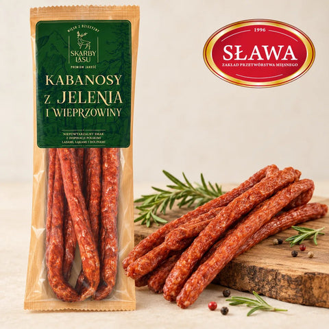 Kabanosy aus Hirsch- und Schweinefleisch, 150 g, mit SŁAWA-Logo