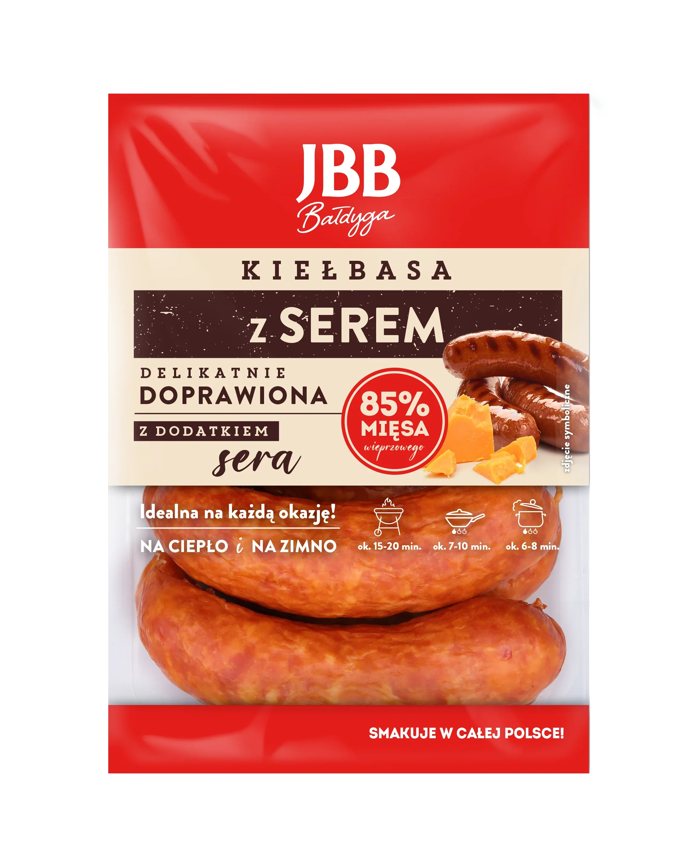 Käsewurst Kielbasa z Serem 550g von JBB - polnische Wurst mit Käse aus Puten-, Schweine- und Hühnchenfleisch