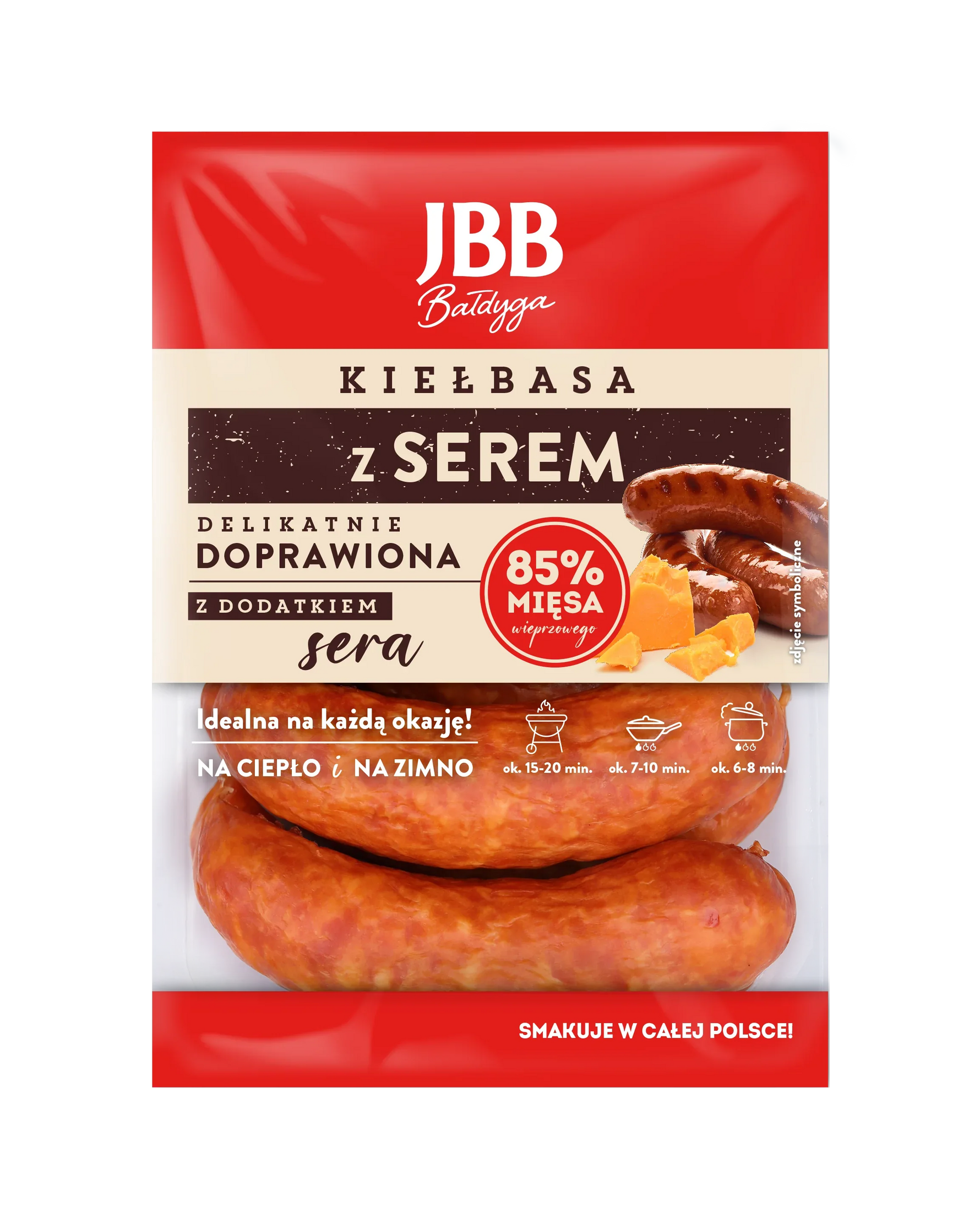 Käsewurst Kielbasa z Serem 550g von JBB - polnische Wurst mit Käse aus Puten-, Schweine- und Hühnchenfleisch