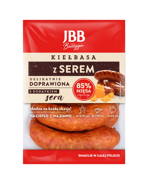 Käsewurst Kielbasa z Serem 550g von JBB - polnische Wurst mit Käse aus Puten-, Schweine- und Hühnchenfleisch