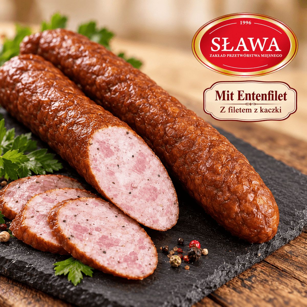 Kiełbasa z filetem z kaczki – Putenwurst mit Entenfilet 270g – Sława - Polskashop24