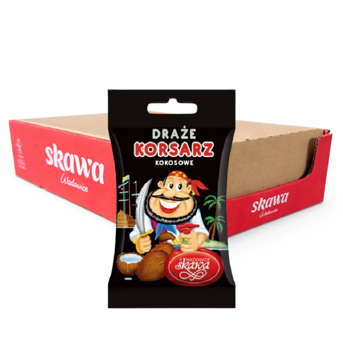 Kokos - Dragees Draże Kokosowe Korsarze 70g x 20 Stück Karton - Skawa - Polskashop24