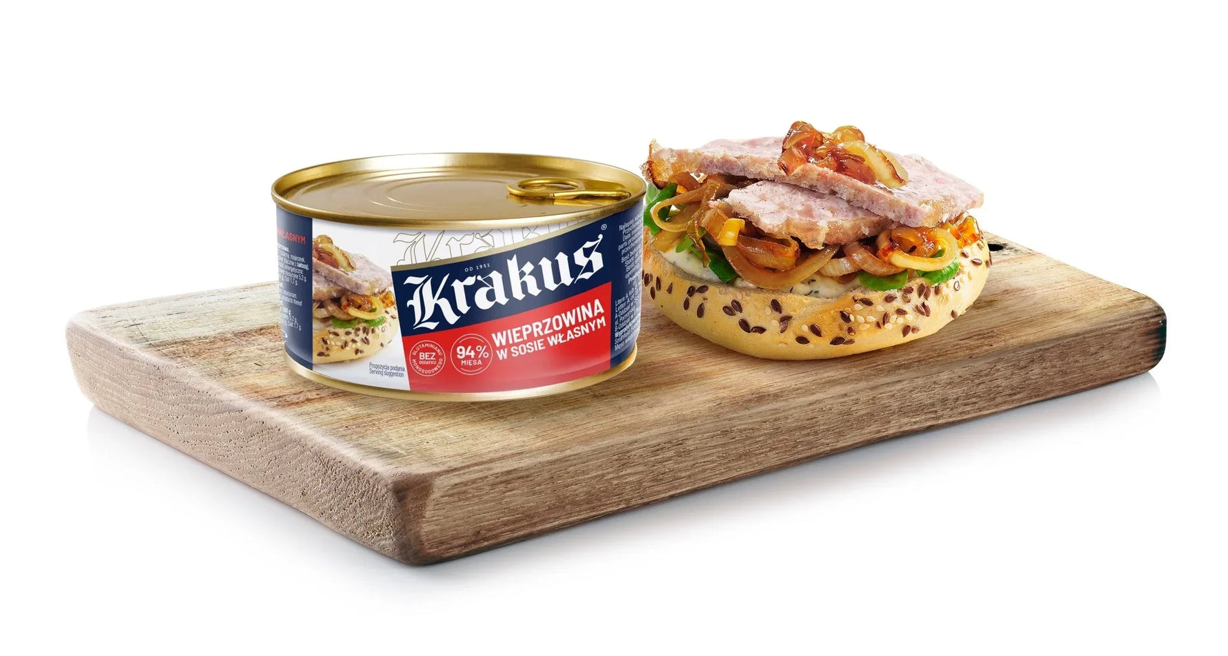 Krakus Konserwa - Schweinefleisch in eigenem Saft (300 g) - Polskashop24.de - Online Supermarkt mit Lebensmittel aus Polen