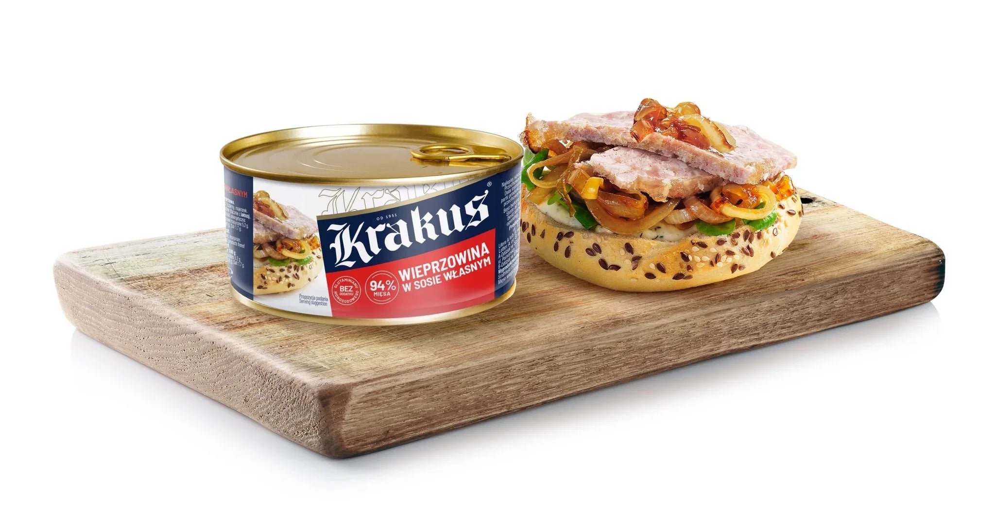 Krakus Konserwa - Schweinefleisch in eigenem Saft (300 g) - Polskashop24.de - Online Supermarkt mit Lebensmittel aus Polen