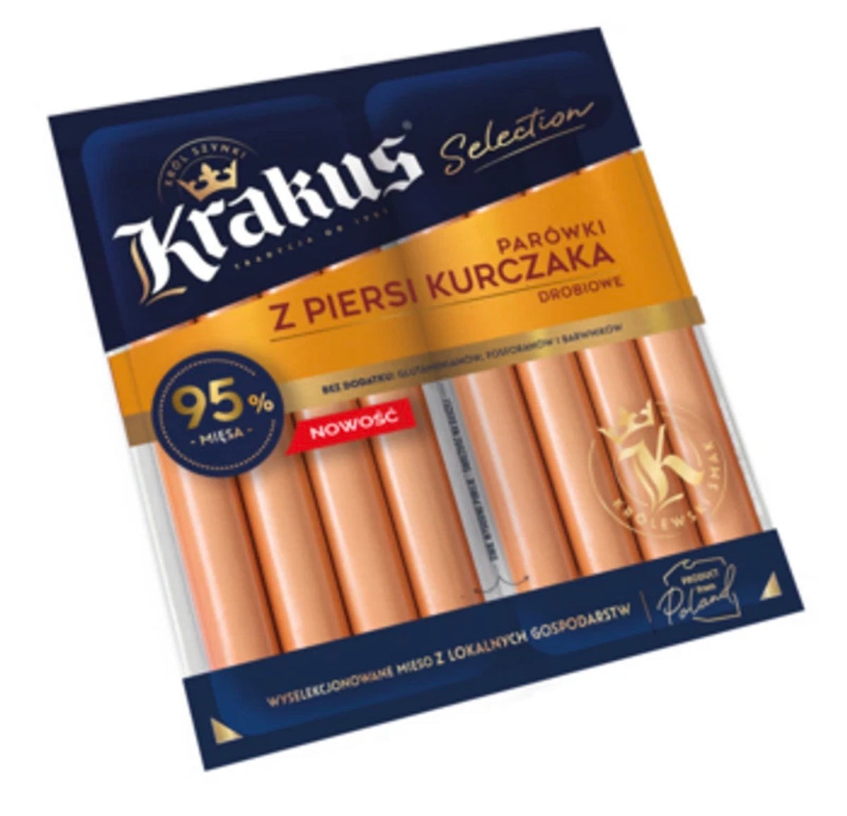 Krakus Selection Hähnchenwürstchen aus Hähnchenbrust 180 g, polnisch Parówki z piersi kurczaka