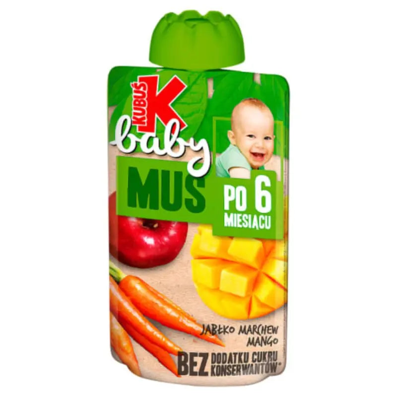 Kubus Fruchtmus Apfel Mango Karotte für Babys ab 6 Monate 100g Quetschbeutel