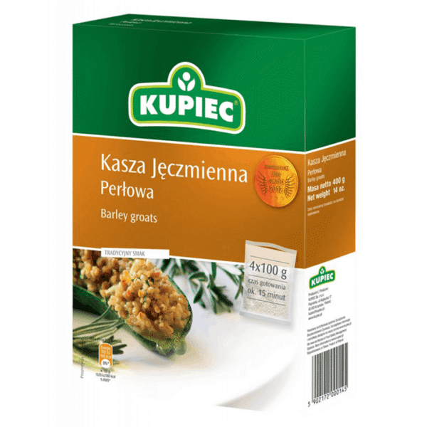 Kupiec Perlgraupen Kasza Jęczmienna Perłowa 4 × 100 g – Polnische Graupen - Polskashop24