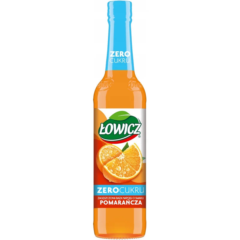 Łowicz Zero Cukru Orangensirup 400ml – Zuckerfreie Getränkebasis mit Orangengeschmack