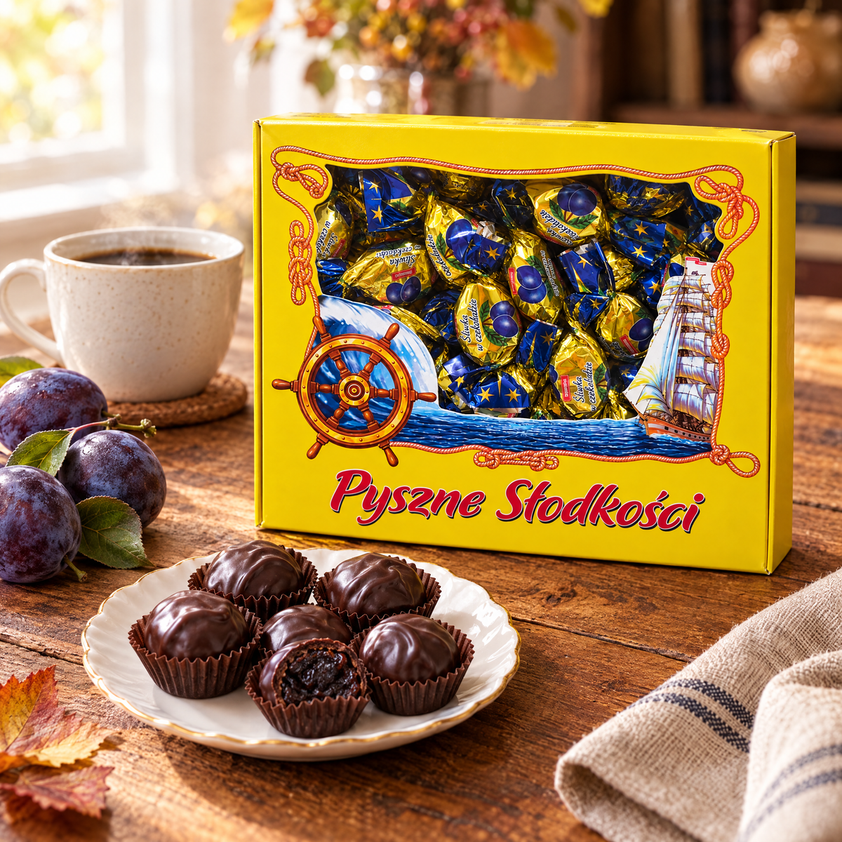 Luxus-Pflaumen in Schokolade Śliwka Luksusowa 1 kg Dobosz – Pralinen zum Kaffee
