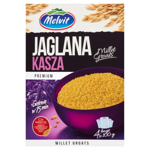 Melvit Hirse Kasza Jaglana 4 × 100 g – Polnische Hirsegrütze (glutenfrei) - Polnische Lebensmittel, Spezialitäten aus Pole...
