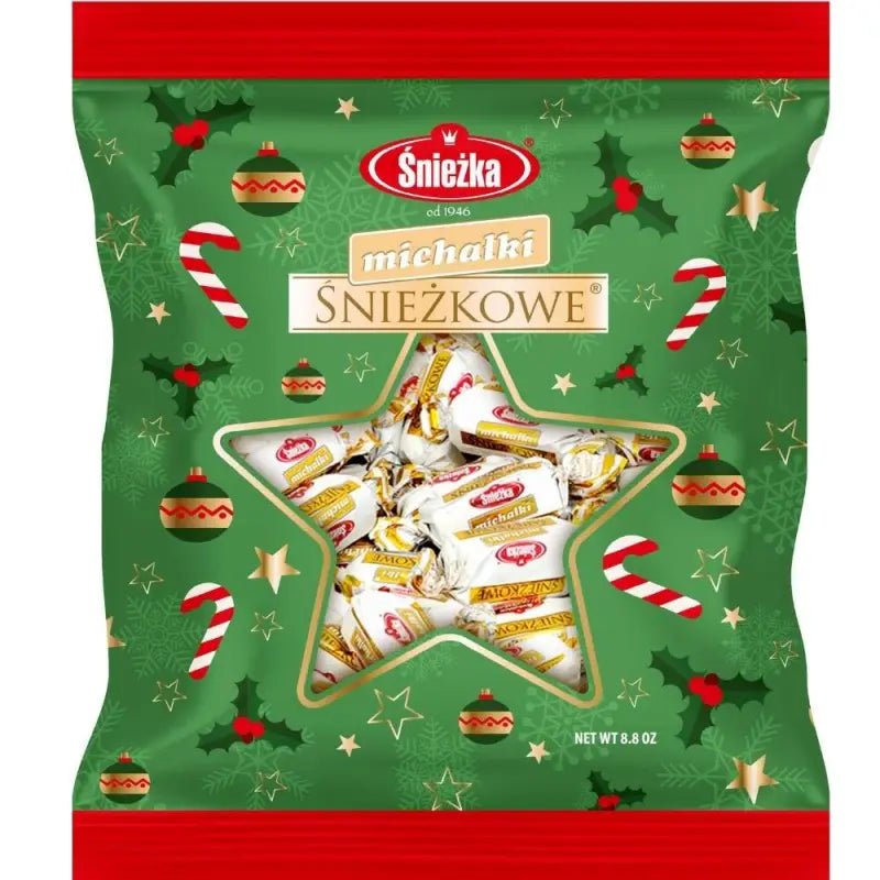 Michalki Sniezkowe z orzechami w bialej polewie 250g Sniezka - Polnische Pralinen mit weißer Glasur kaufen - Polskashop24.de - Online Supermarkt mit Lebensmittel aus Polen