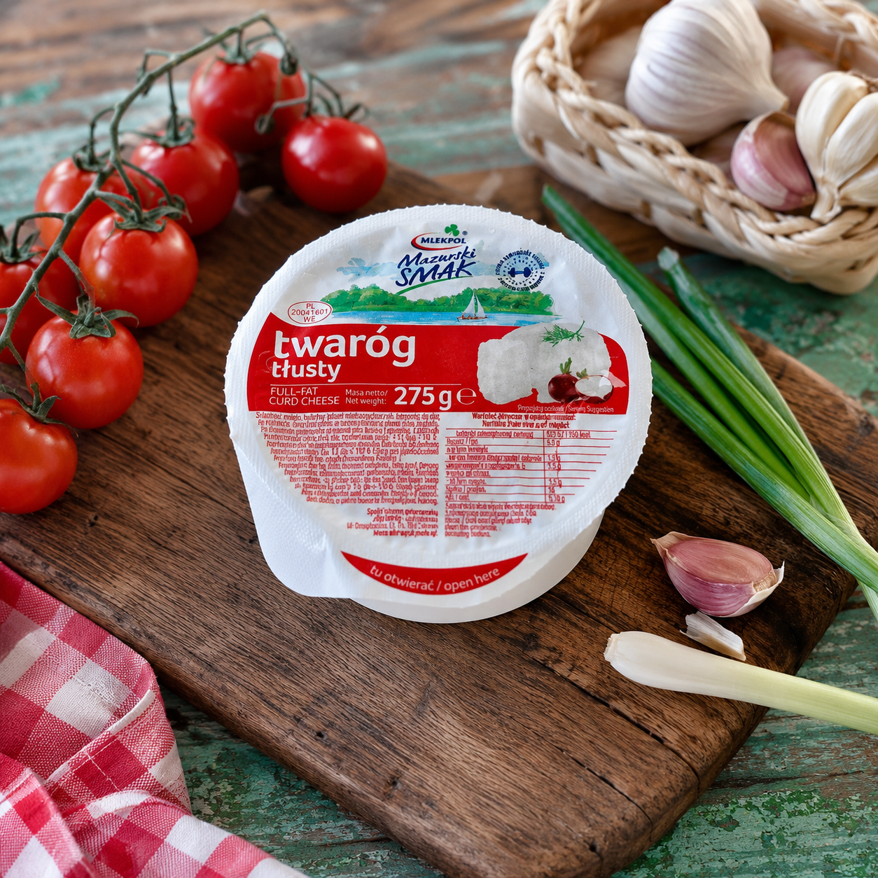 Mlekpol Twaróg Weichkäse Vollfett 275 g, original polnischer Frischkäse für Pierogi, Käsekuchen, Frühstück und traditionelle polnische Küche.