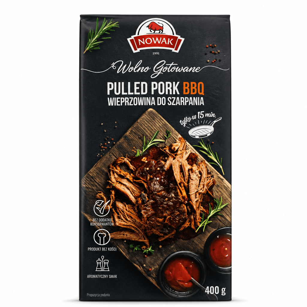 NOWAK Pulled Pork BBQ 400g - Wolno Gotowane - Polskashop24