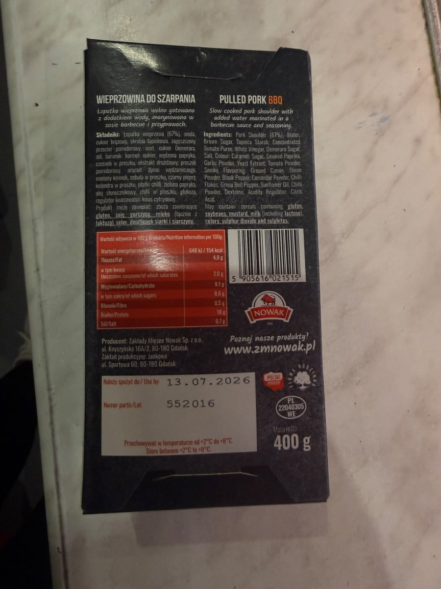 NOWAK Pulled Pork BBQ 400g - Wolno Gotowane - Polskashop24