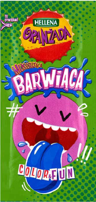 Hellena Oranżada Barwiąca Color & Fun 6g - Polnisches Getränkepulver mit Farbeffekt, grüne Tüte