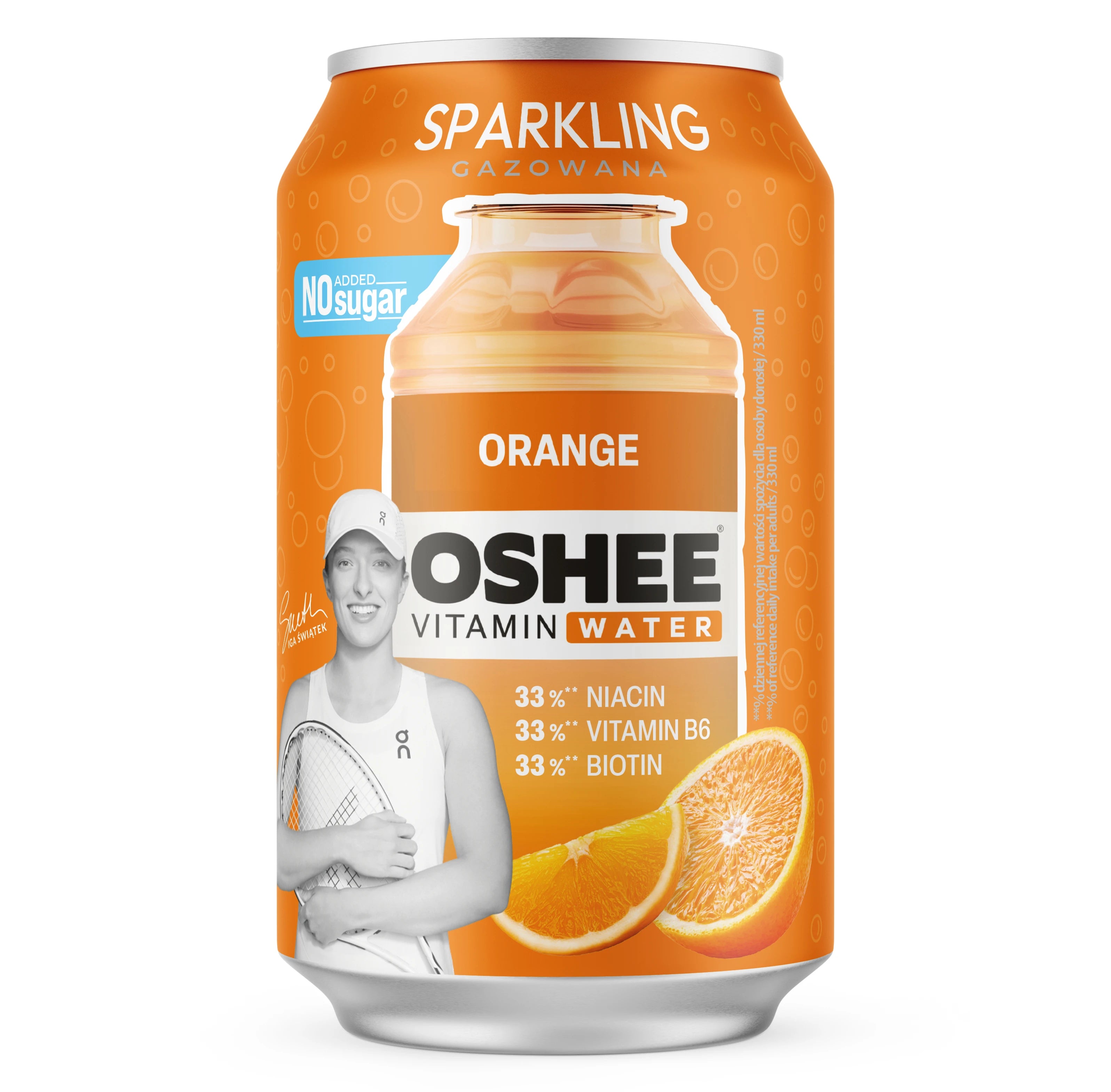Oshee Vitamin Gaz Orange 330ml Dose - Erfrischungsgetränk mit Orangengeschmack, Vitaminen und ohne Zuckerzusatz