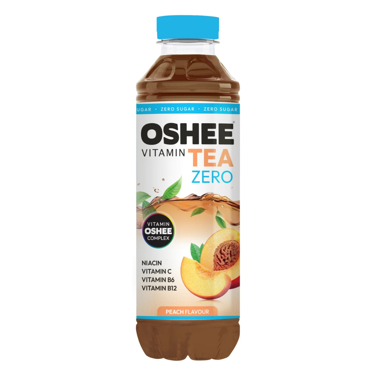 Flasche Oshee Vitamin Tea Zero Brzoskwinia 555 ml, zuckerfreier Vitamin-Tee Pfirsich
