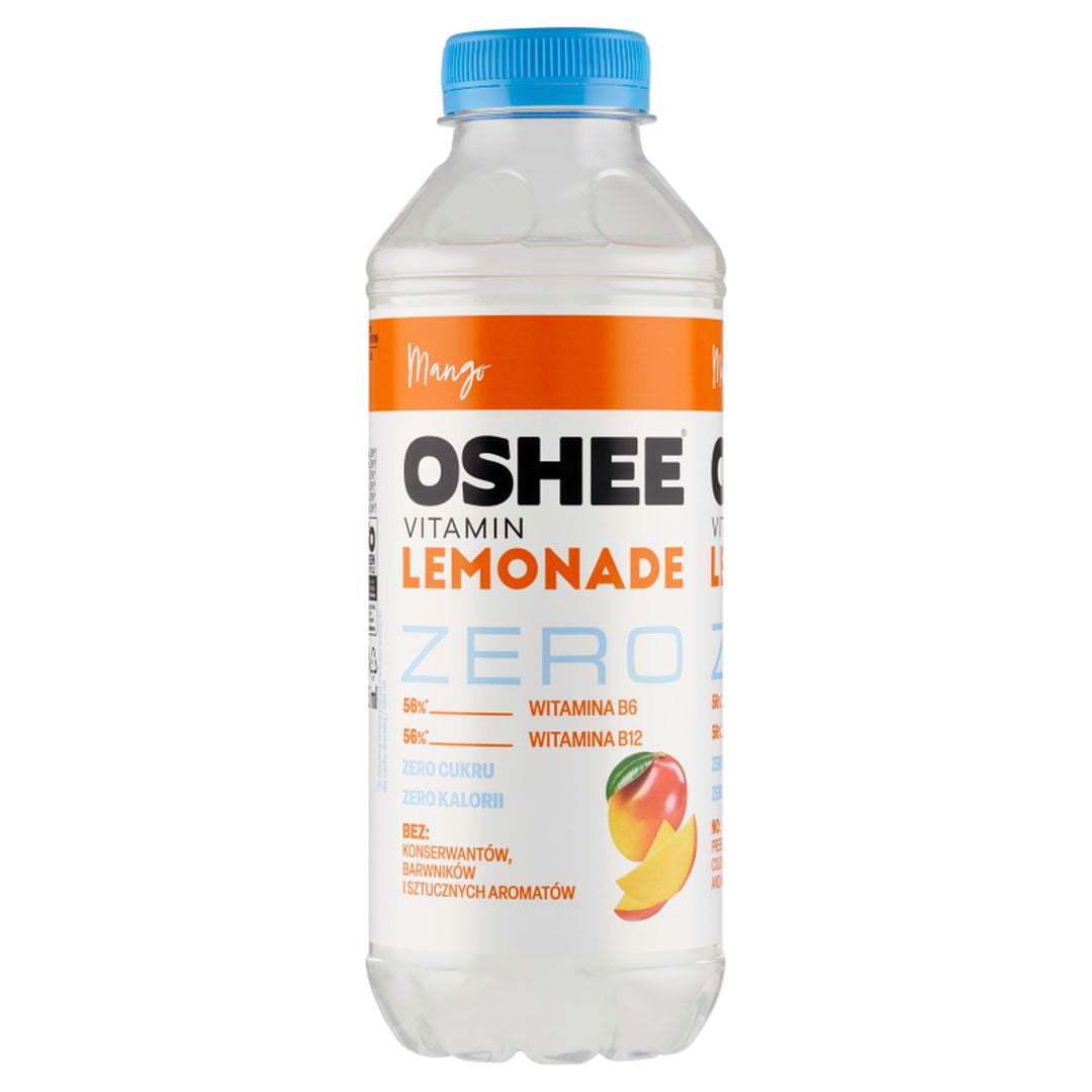 Oshee Vitamin Lemonade Zero Mango 555ml Flasche - Vitamindrink ohne Zucker mit natürlichem Mango-Geschmack