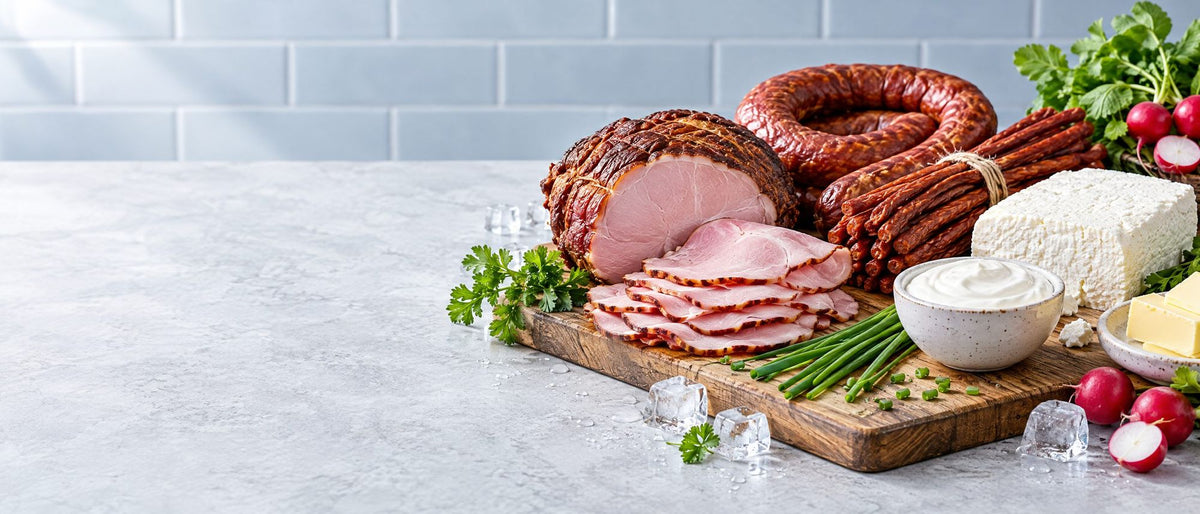Polnische Wurst, Käse und Pierogi aus der Kühltheke