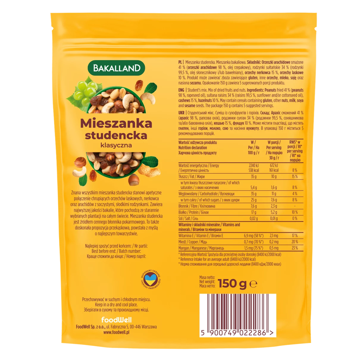 Studentenfutter mit Mandeln Mieszanka Studencka 100g - Bakalland