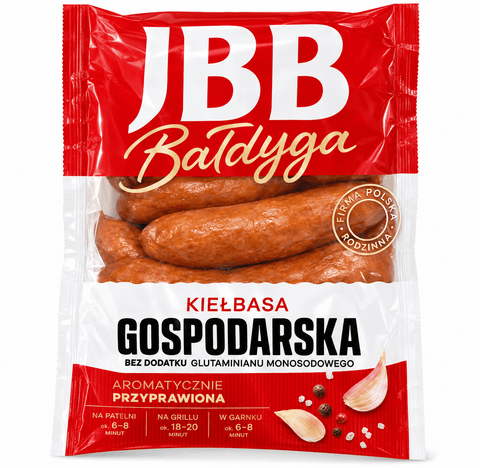 JBB Bałdyga Kiełbasa Gospodarska Krótka – polnische Bauernwurst, Produktverpackung