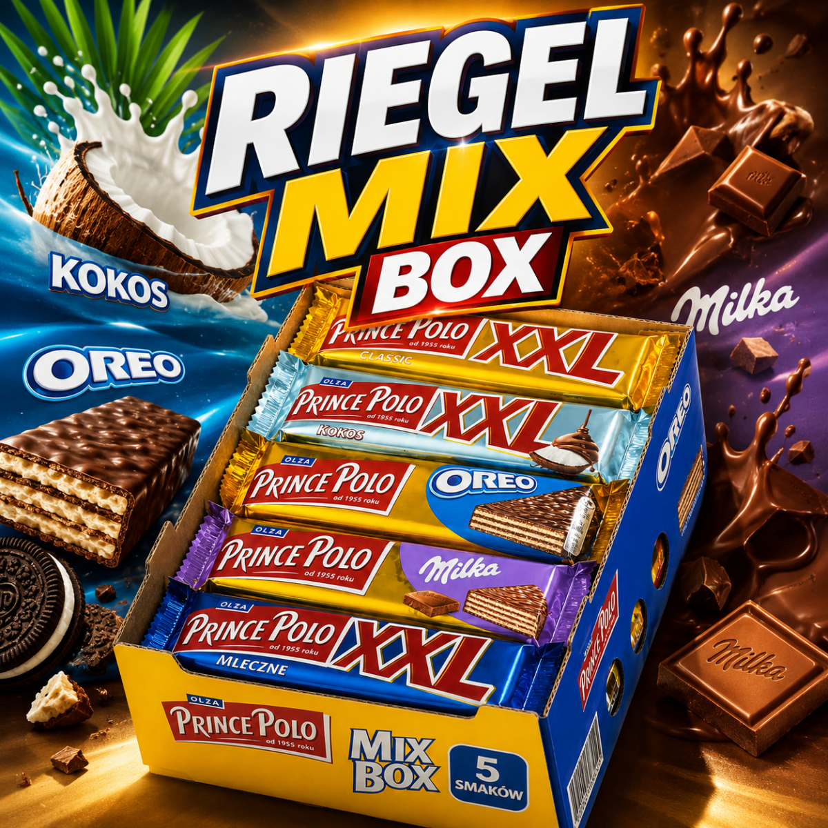 Prince Polo Mix Box 25 Riegel 5 Sorten - Polskashop24