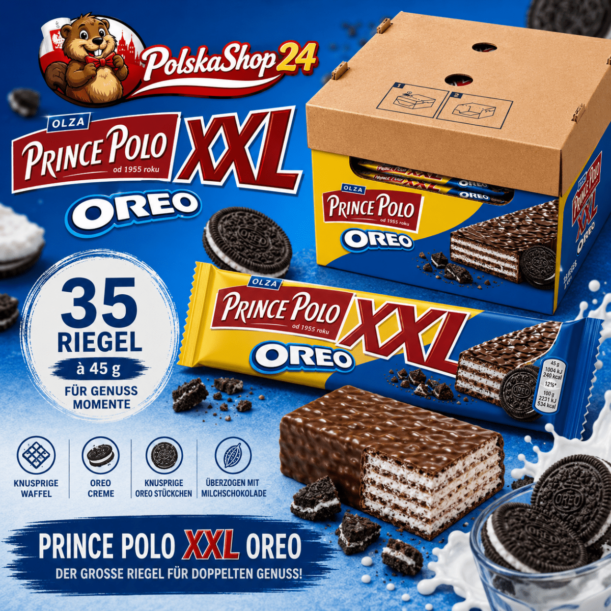 Prince Polo Oreo 45g x 35 Waffelriegel - Mondelez - Polskashop24