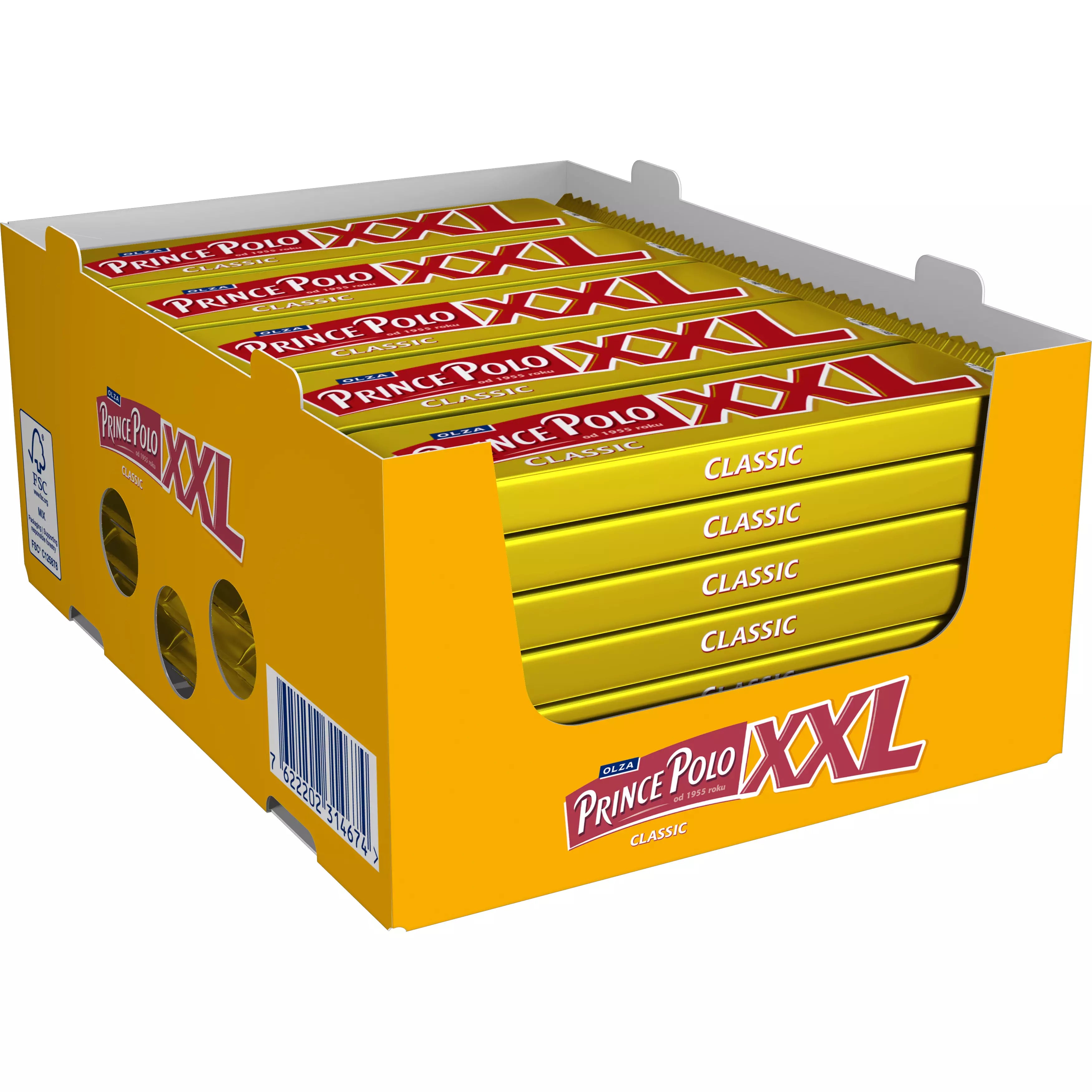 Prince Polo XXL Classic 35g Schokoladenwaffel 45er-Pack - Polnische Waffel mit Kakaofüllung und Schokolade
