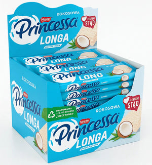 Princessa Longa Kokos 30 × 40 g – Kokos-Waffelriegel mit weißer Schokolade